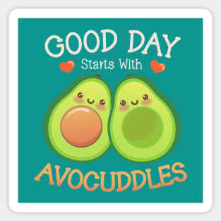 Avocuddles Kawaii Cute Avocado Funny Food Pun for Vegan Sticker